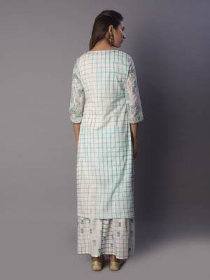 White woven cotton ethnic-kurtis 2