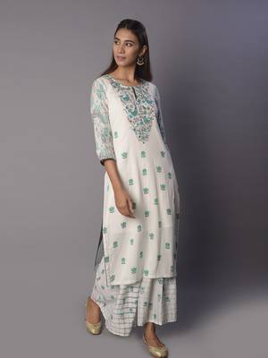 White woven cotton ethnic-kurtis 3