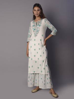 White woven cotton ethnic-kurtis 4