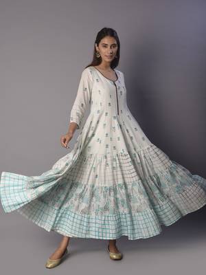 White woven cotton ethnic-kurtis 1