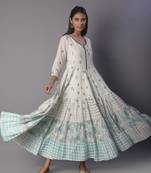 White woven cotton ethnic-kurtis