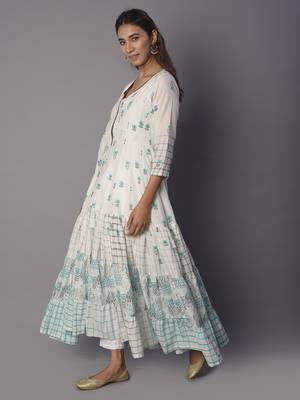 White woven cotton ethnic-kurtis 3