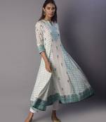 White woven cotton ethnic-kurtis