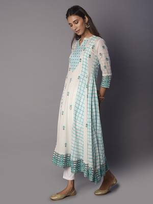 White woven cotton ethnic-kurtis 3