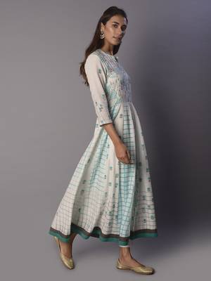 White woven cotton ethnic-kurtis 3