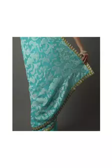 Blue  embroidered crepe saree with blouse