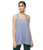 Blue Block Print Cotton Sleeveless Top