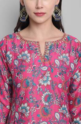 Janasya Pink printed synthetic salwar 5
