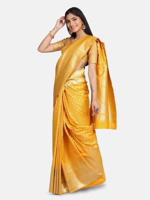 Yellow Pure Silk saree 2