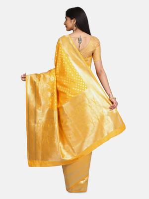 Yellow Pure Silk saree 3