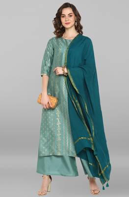 Light green floral print polyester salwar 1