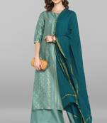 Light green floral print polyester salwar