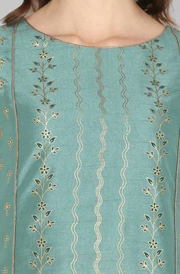 Light green floral print polyester salwar 4