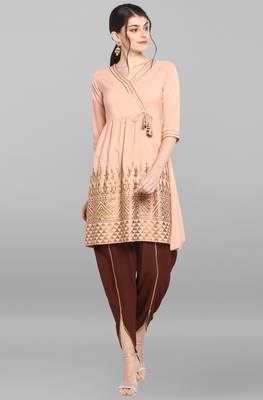 Peach geometric print crepe salwar 1