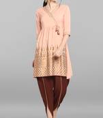 Peach geometric print crepe salwar