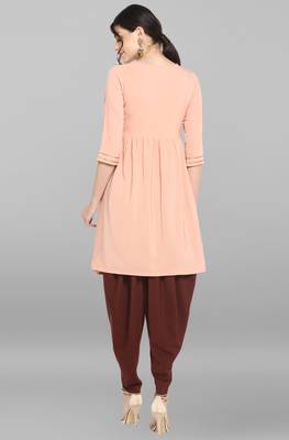 Peach geometric print crepe salwar 3