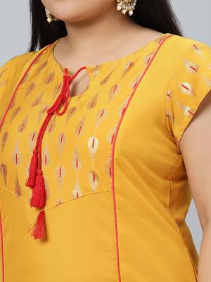 Mustard printed rayon kurtas-and-kurtis 4
