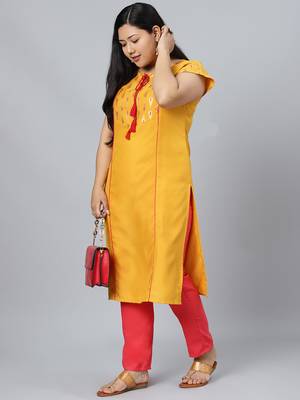 Mustard printed rayon kurtas-and-kurtis 5