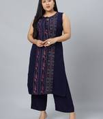 Navy-blue printed rayon kurtas-and-kurtis