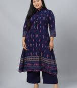 Navy-blue printed rayon kurtas-and-kurtis
