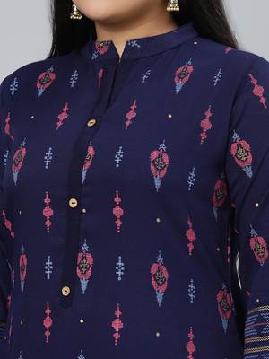 Navy-blue printed rayon kurtas-and-kurtis
 4