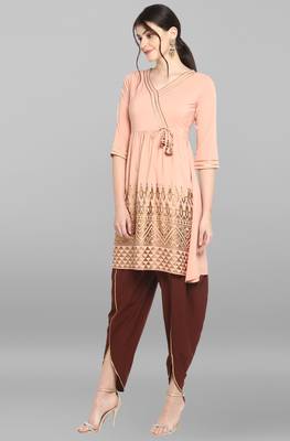 Peach geometric print crepe salwar 6