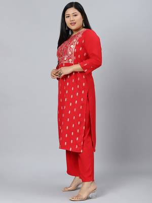 Red printed rayon kurtas-and-kurtis 2