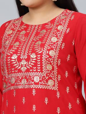 Red printed rayon kurtas-and-kurtis 4