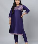 Navy-blue printed art silk kurtas-and-kurtis