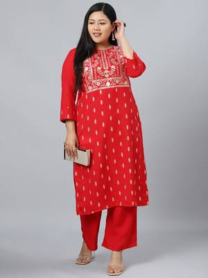 Red printed rayon kurtas-and-kurtis 5