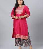 Pink printed art silk kurtas-and-kurtis