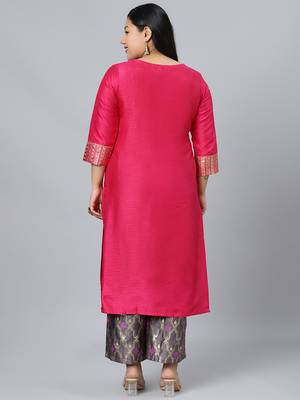 Pink printed art silk kurtas-and-kurtis 3