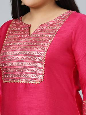 Pink printed art silk kurtas-and-kurtis 4