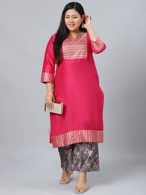 Pink printed art silk kurtas-and-kurtis 5