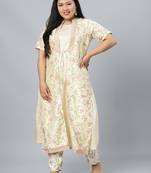 Cream printed art silk kurtas-and-kurtis
