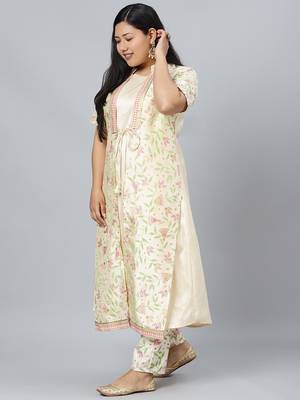Cream printed art silk kurtas-and-kurtis 2