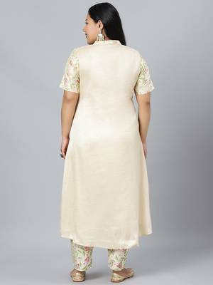 Cream printed art silk kurtas-and-kurtis 3