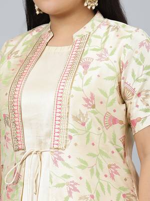 Cream printed art silk kurtas-and-kurtis 4