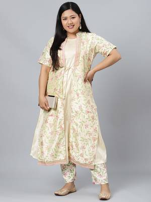 Cream printed art silk kurtas-and-kurtis 5