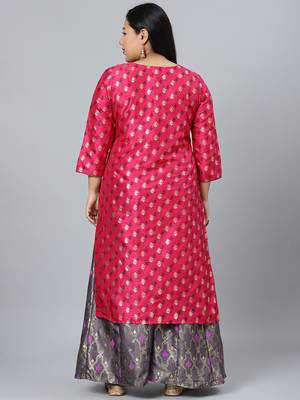 Pink printed art silk kurtas-and-kurtis 2
