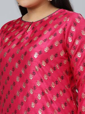 Pink printed art silk kurtas-and-kurtis 4