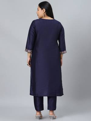 Navy-blue printed art silk kurtas-and-kurtis 3