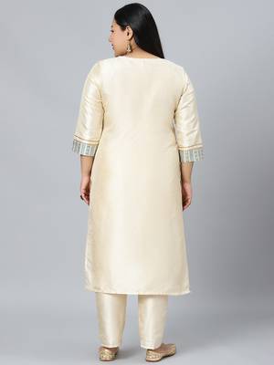Cream printed art silk kurtas-and-kurtis 3
