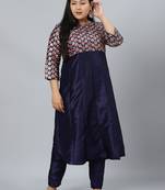 Navy-blue printed art silk kurtas-and-kurtis