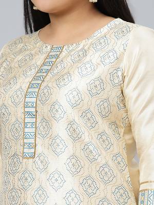 Cream printed art silk kurtas-and-kurtis 4