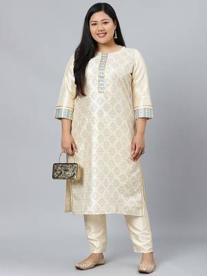 Cream printed art silk kurtas-and-kurtis 5