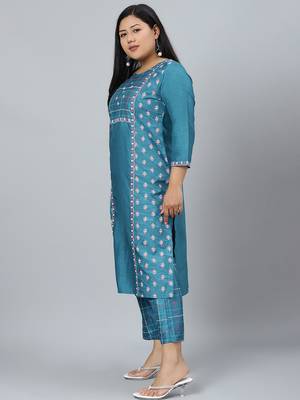 Blue printed art silk kurtas-and-kurtis 2