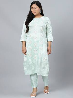 Green printed art silk kurtas-and-kurtis 1