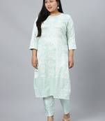 Green printed art silk kurtas-and-kurtis