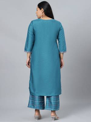 Blue printed art silk kurtas-and-kurtis 3